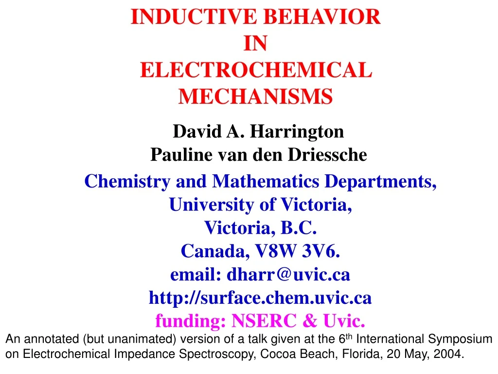 inductive behavior in electrochemical mechanisms