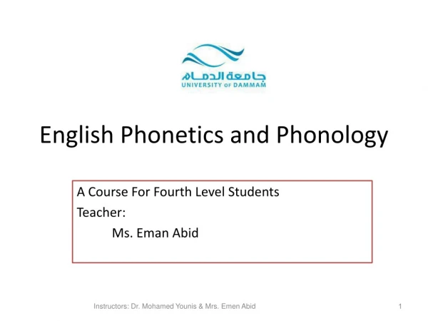 English Phonetics and Phonology