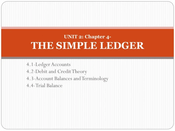 UNIT 2: Chapter 4-  THE SIMPLE LEDGER