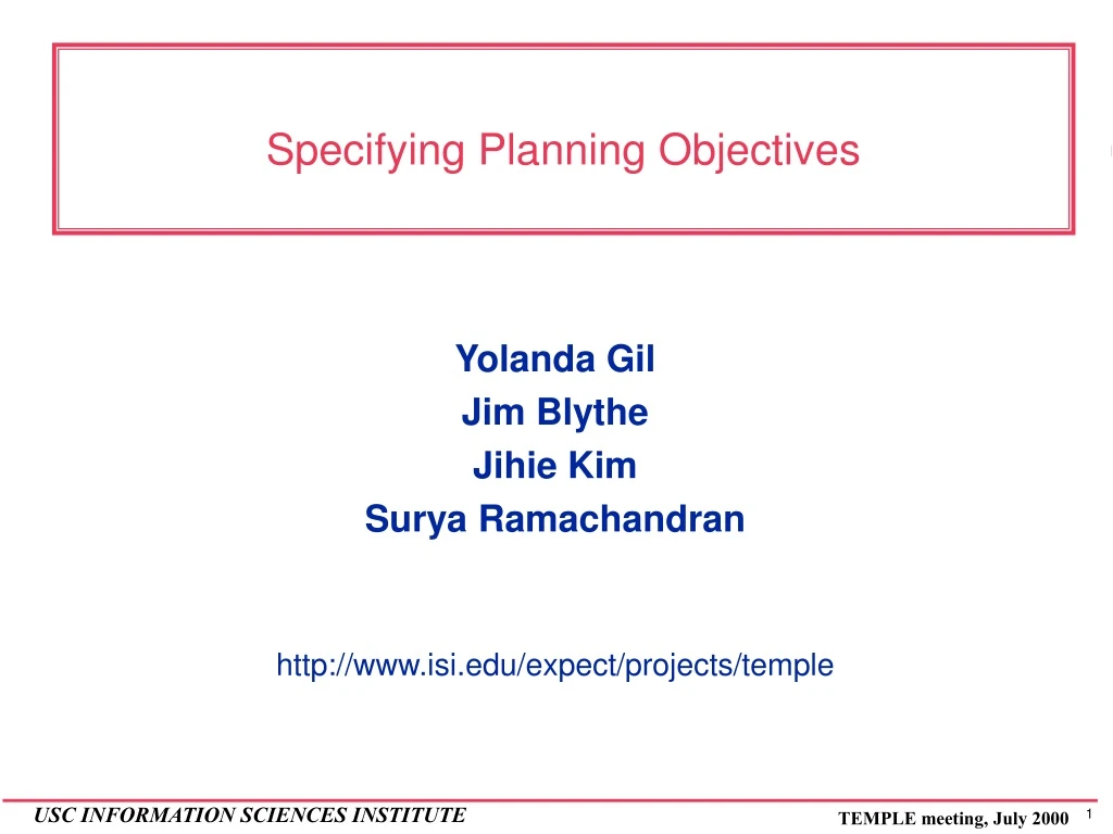 specifying planning objectives