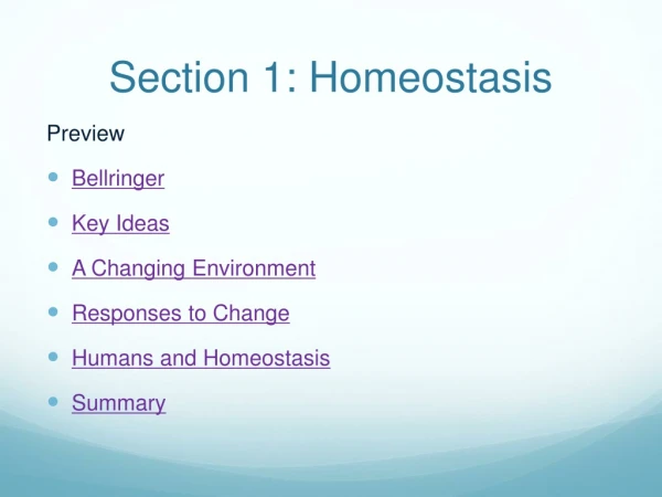 Section 1: Homeostasis
