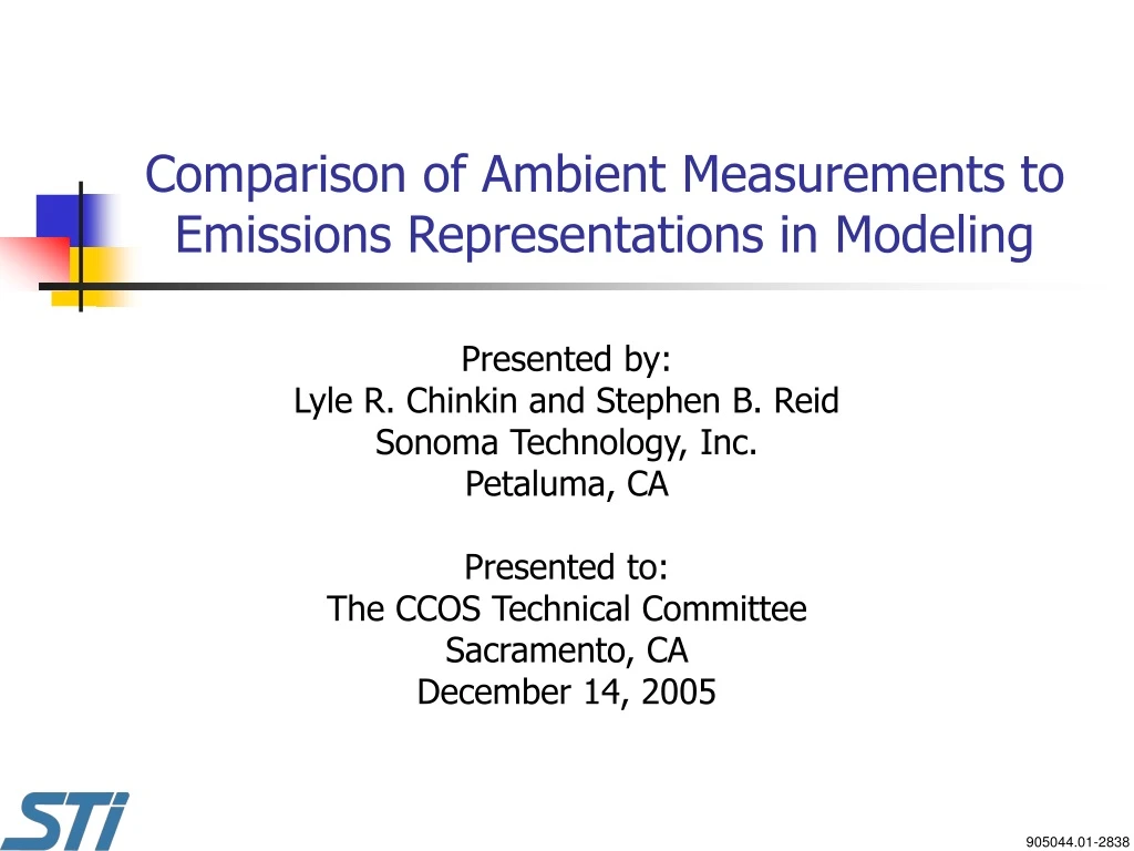 comparison of ambient measurements to emissions representations in modeling