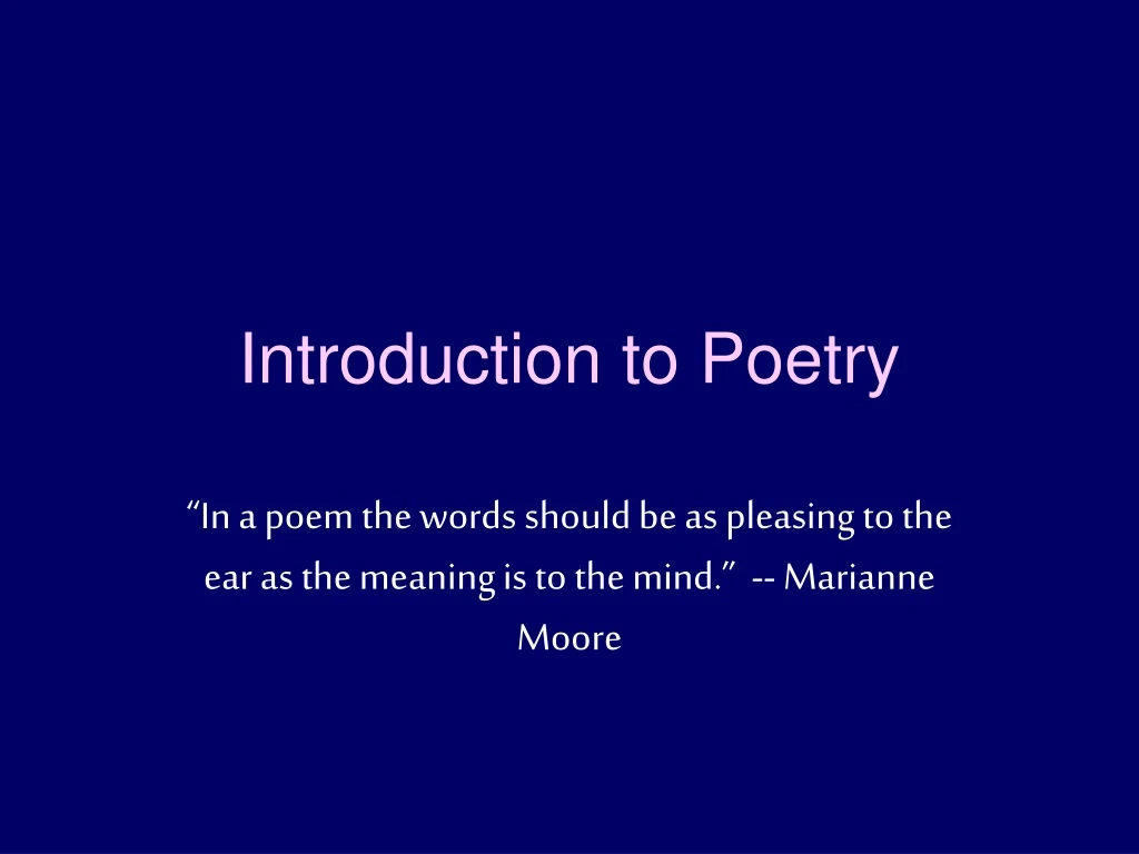 introduction to poetry