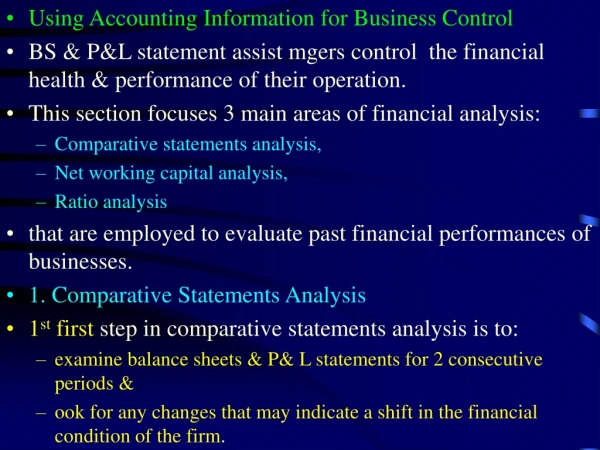 Using Accounting Information for Business Control