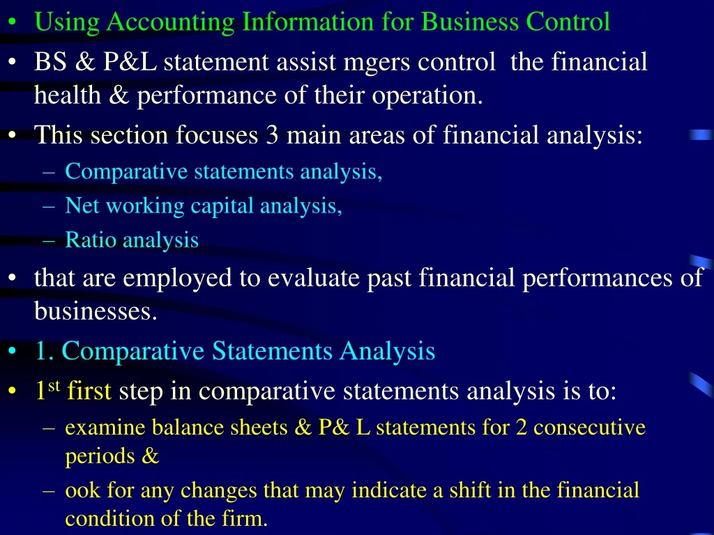 using accounting information for business control