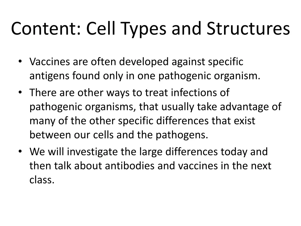 content cell types and structures