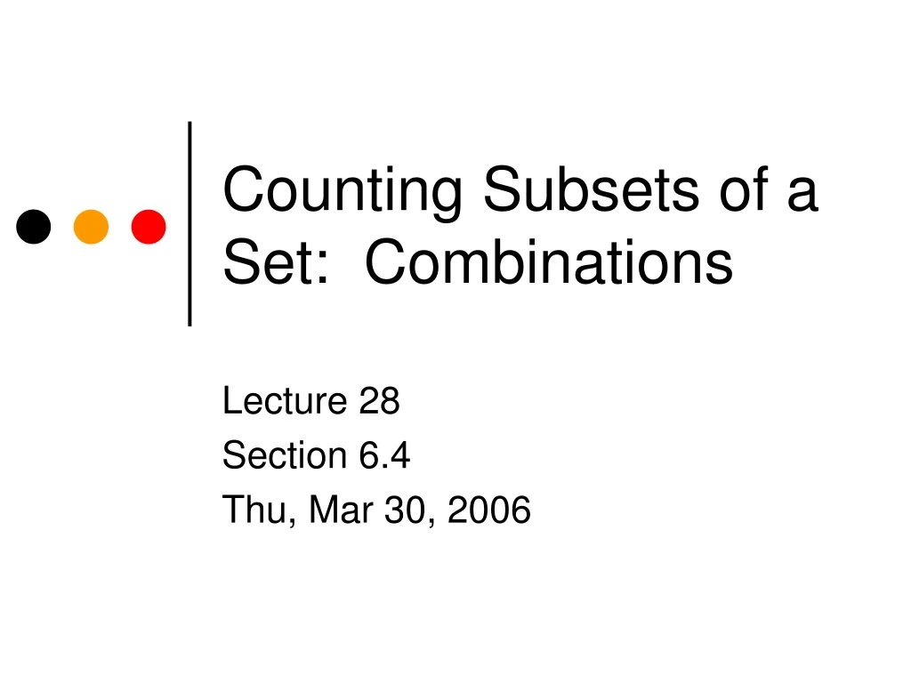 counting subsets of a set combinations