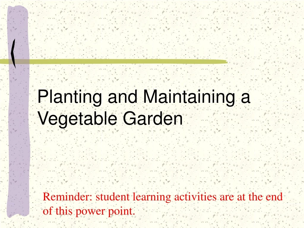 planting and maintaining a vegetable garden