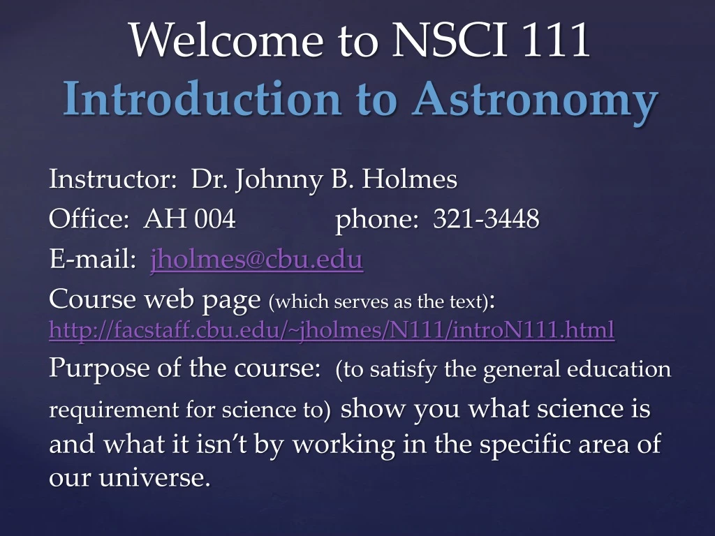 welcome to nsci 111 introduction to astronomy