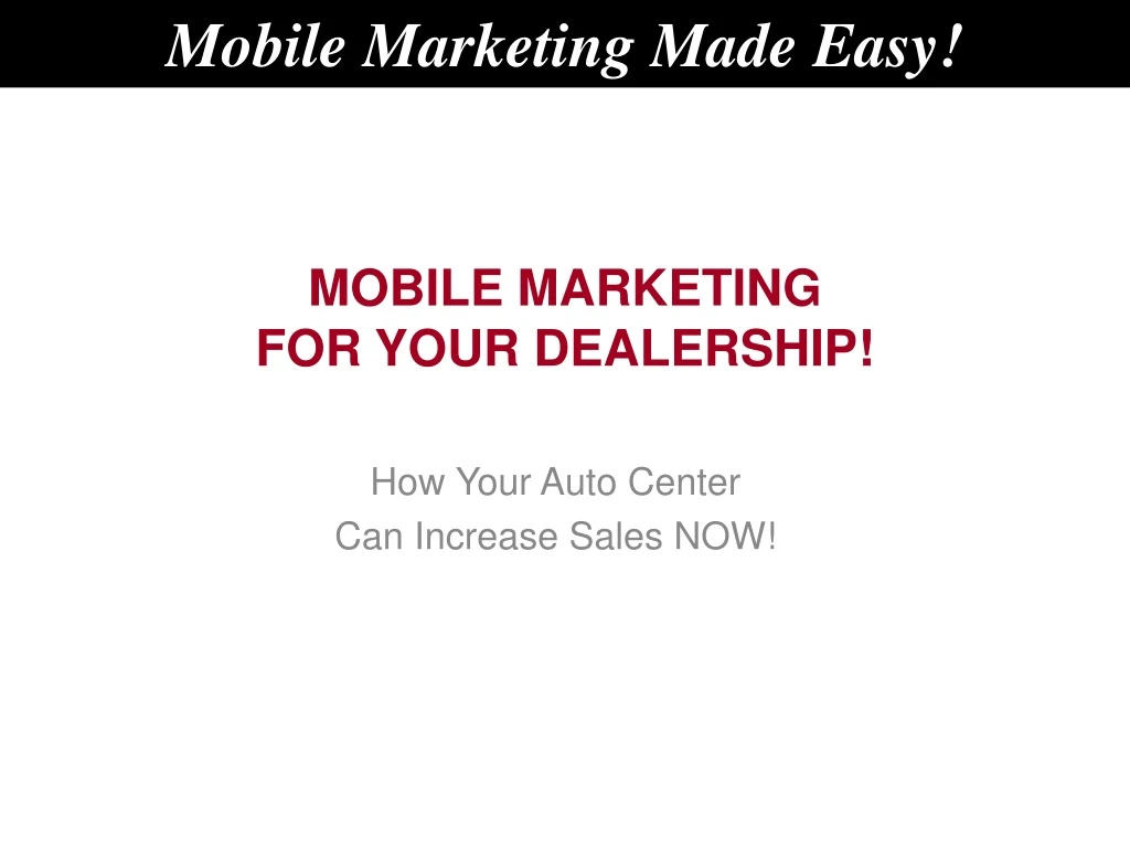 mobile marketing for your dealership