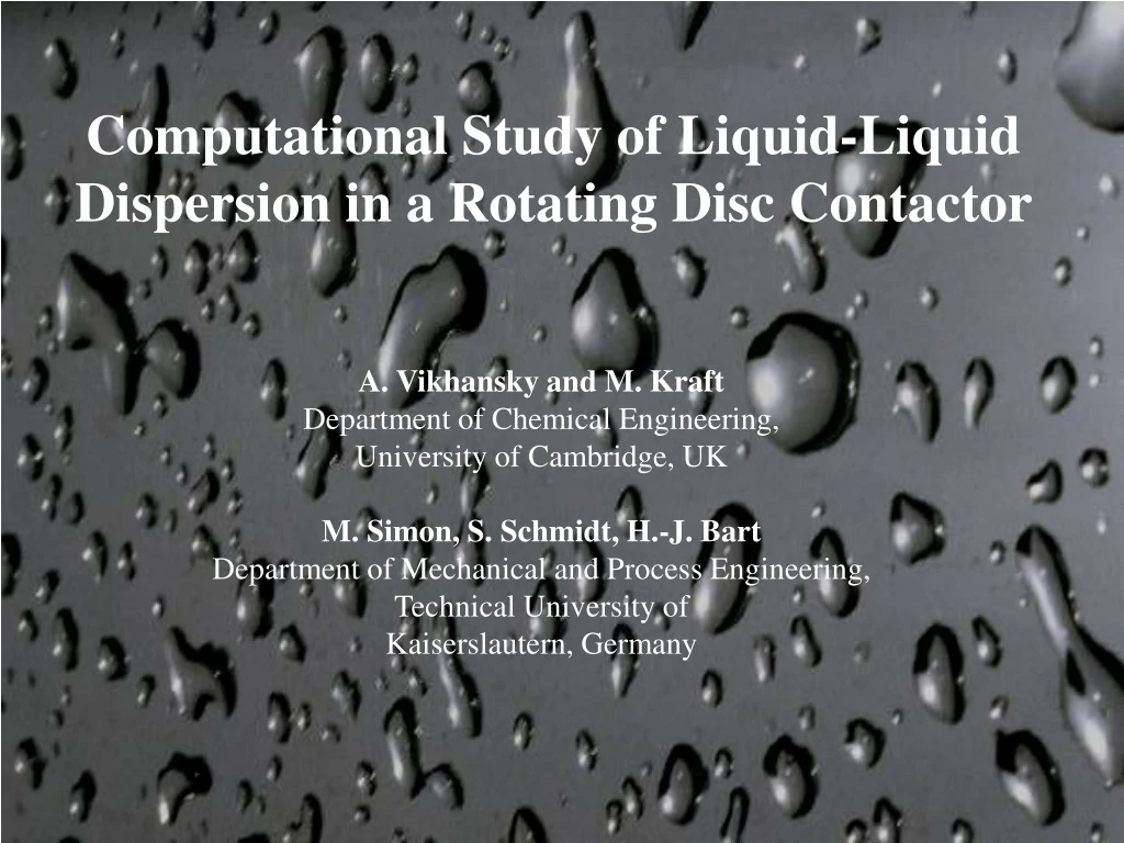 computational study of liquid liquid dispersion