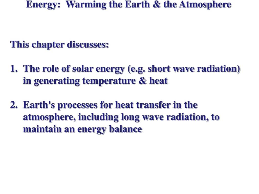 energy warming the earth the atmosphere