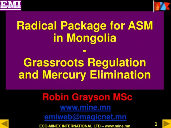 Radical Package for ASM  in Mongolia   - Grassroots Regulation  and Mercury Elimination
