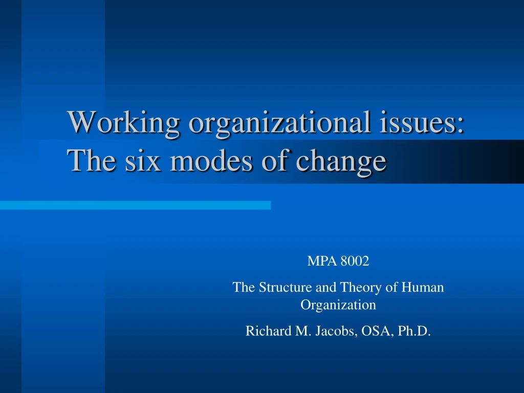 working organizational issues the six modes of change