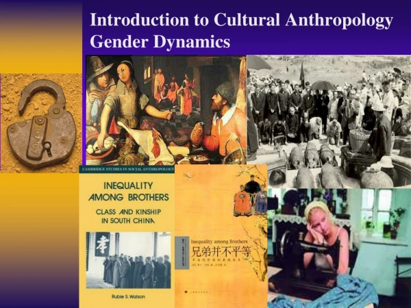 Introduction to Cultural Anthropology Gender Dynamics