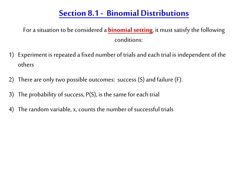 section 8 1 binomial distributions