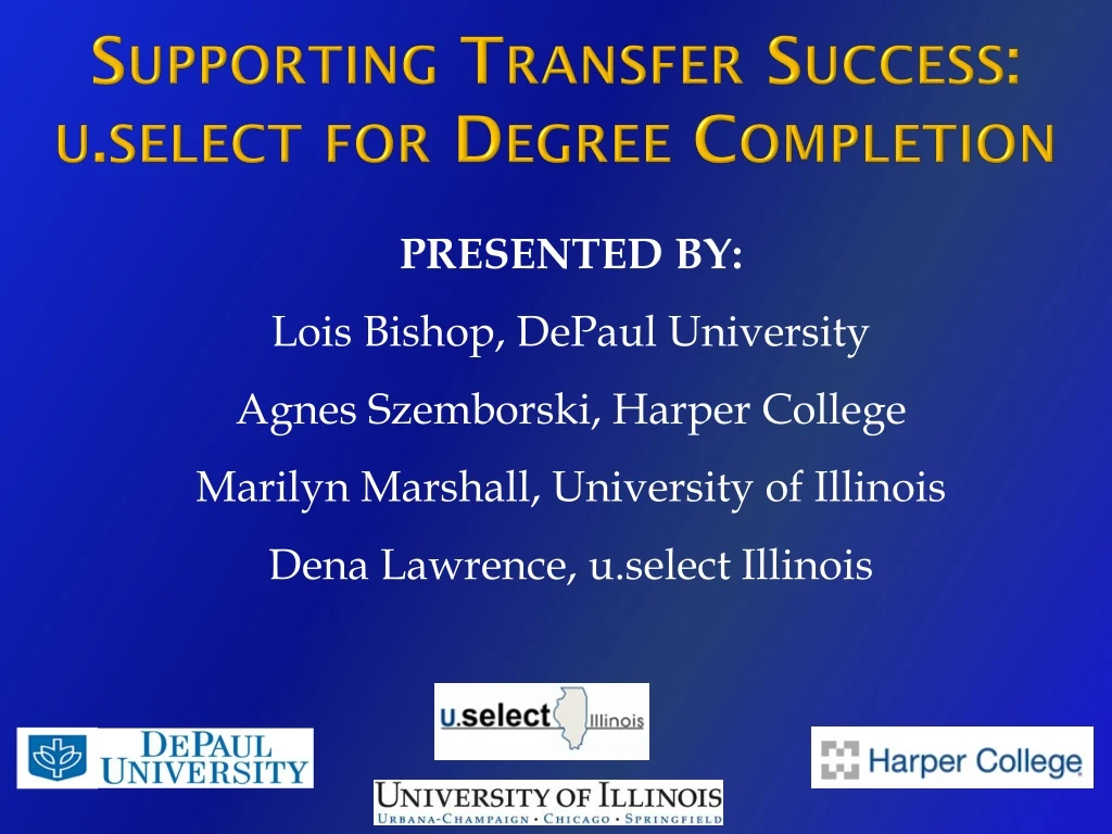 supporting transfer success u select for degree completion
