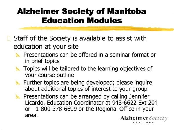 Alzheimer Society of Manitoba Education Modules