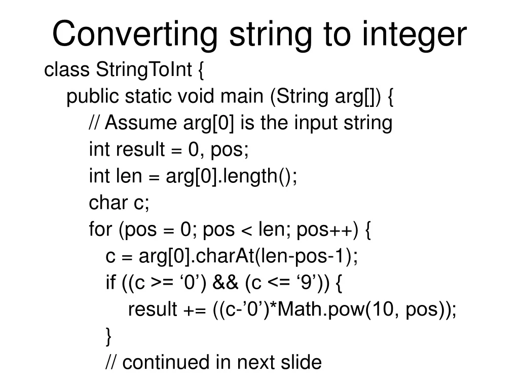 converting string to integer