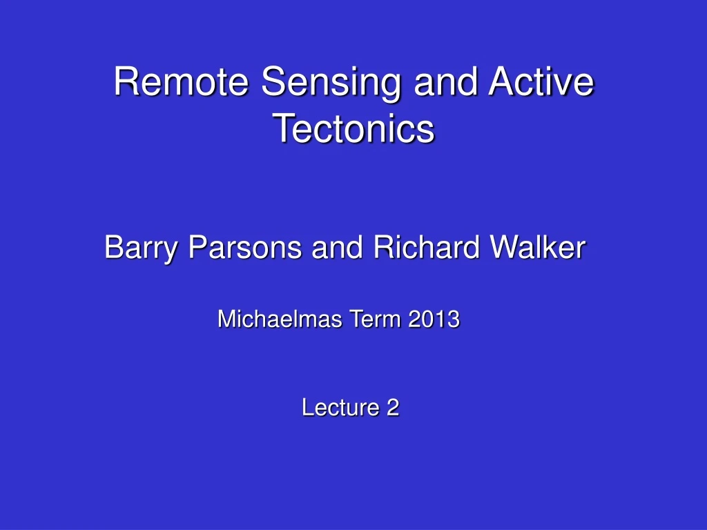 remote sensing and active tectonics