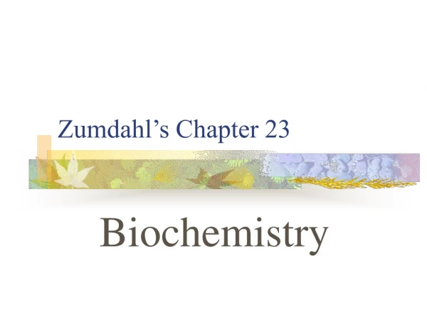 Zumdahl’s Chapter 23