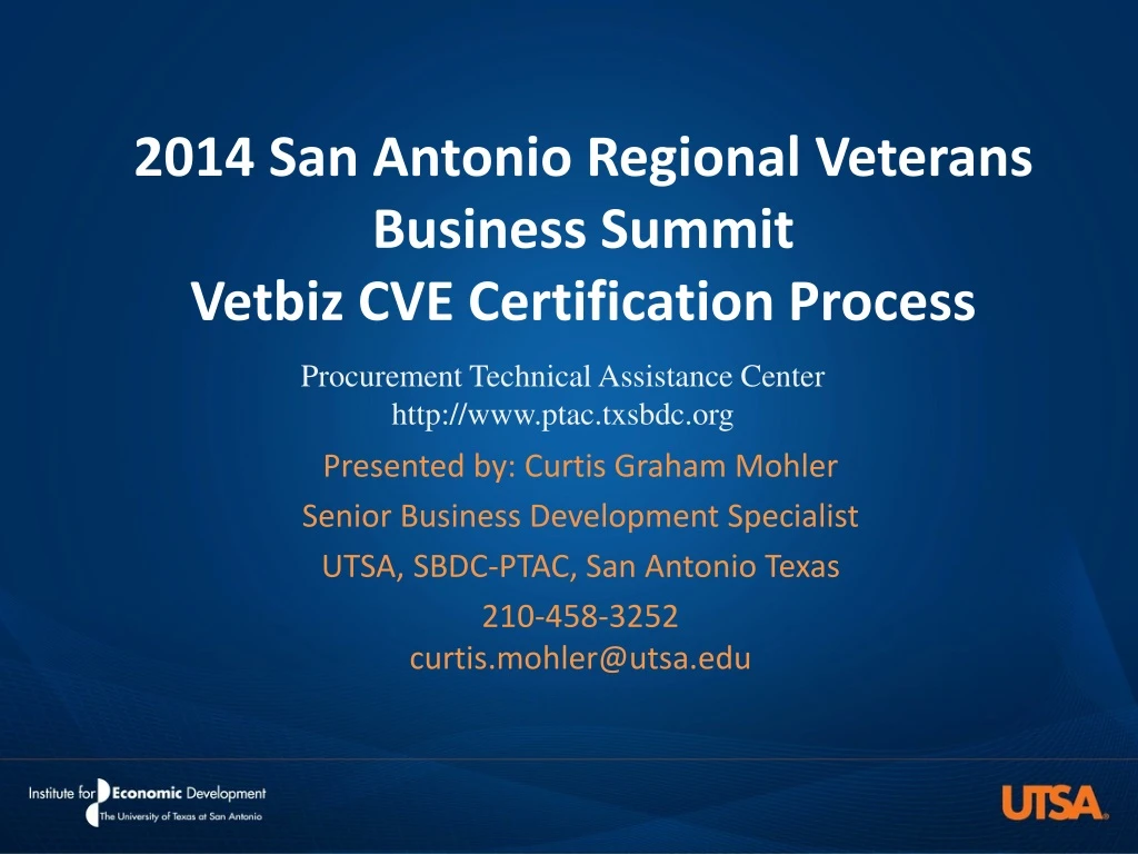 2014 san antonio regional veterans business summit vetbiz cve certification process