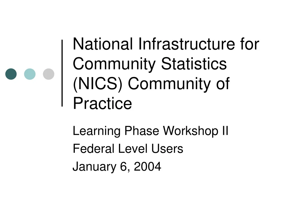 national infrastructure for community statistics nics community of practice