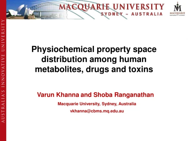 Physiochemical property space distribution among human metabolites, drugs and toxins