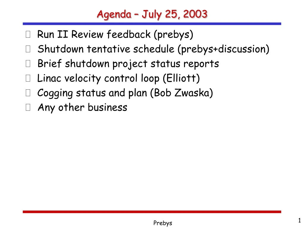 agenda july 25 2003