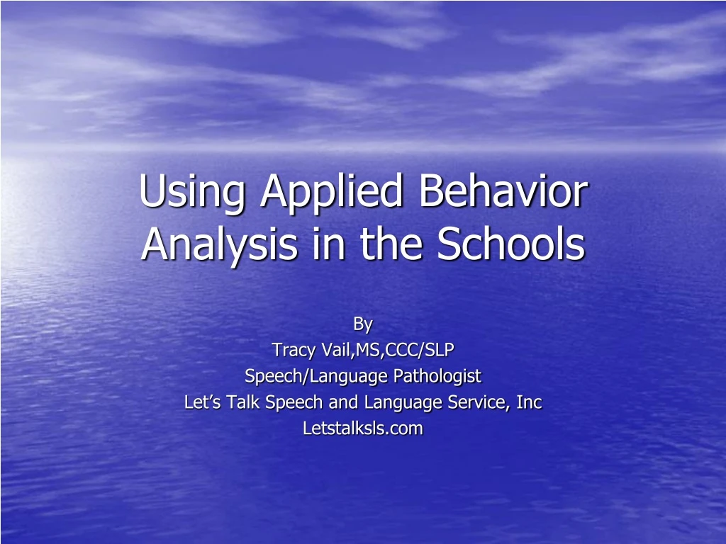 using applied behavior analysis in the schools