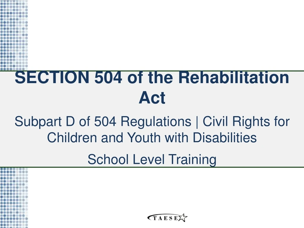 section 504 of the rehabilitation act subpart
