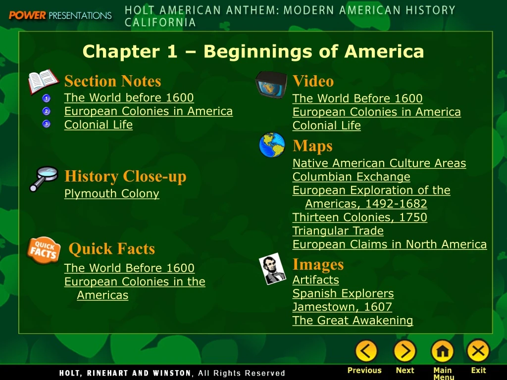 chapter 1 beginnings of america