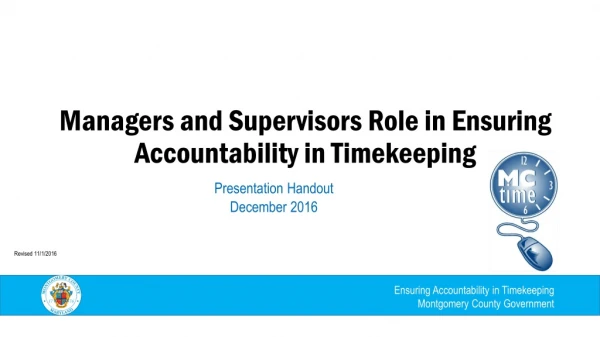 Managers and Supervisors Role in Ensuring Accountability in Timekeeping