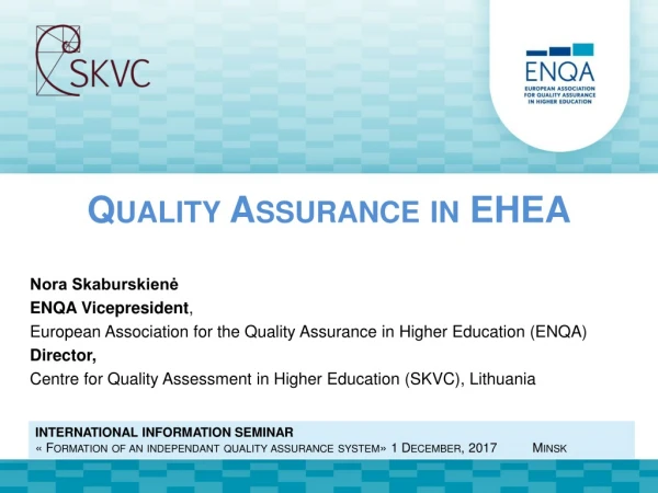 Quality Assurance in  EHEA