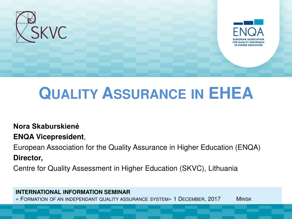 quality assurance in ehea