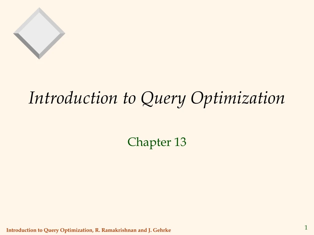 introduction to query optimization