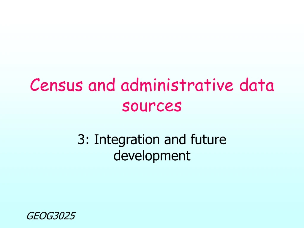 census and administrative data sources