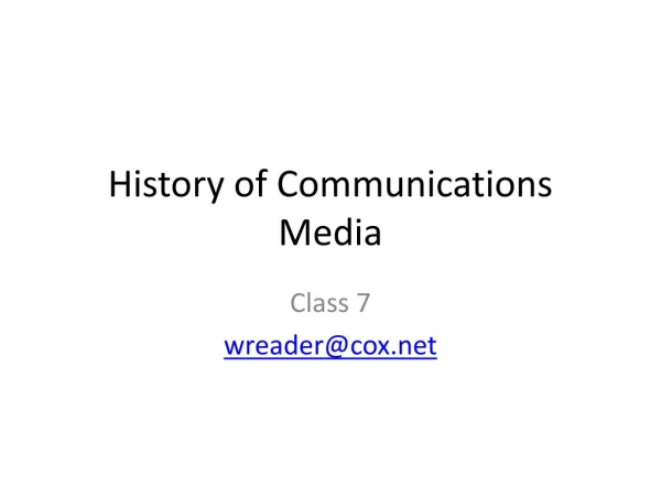 History of Communications Media
