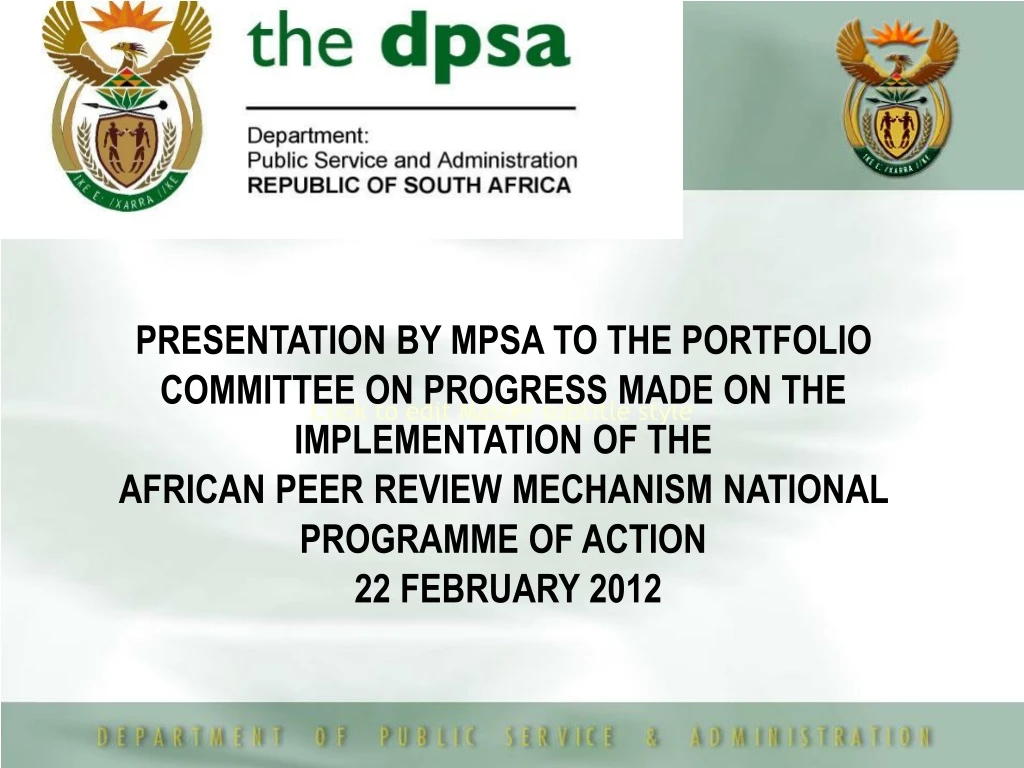presentation by mpsa to the portfolio committee