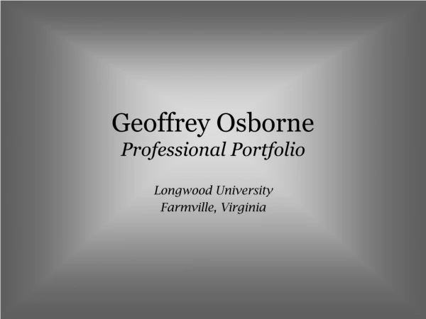 Geoffrey Osborne Professional Portfolio