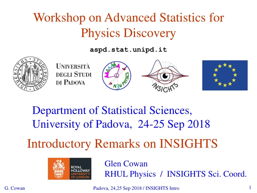 workshop on advanced statistics for physics