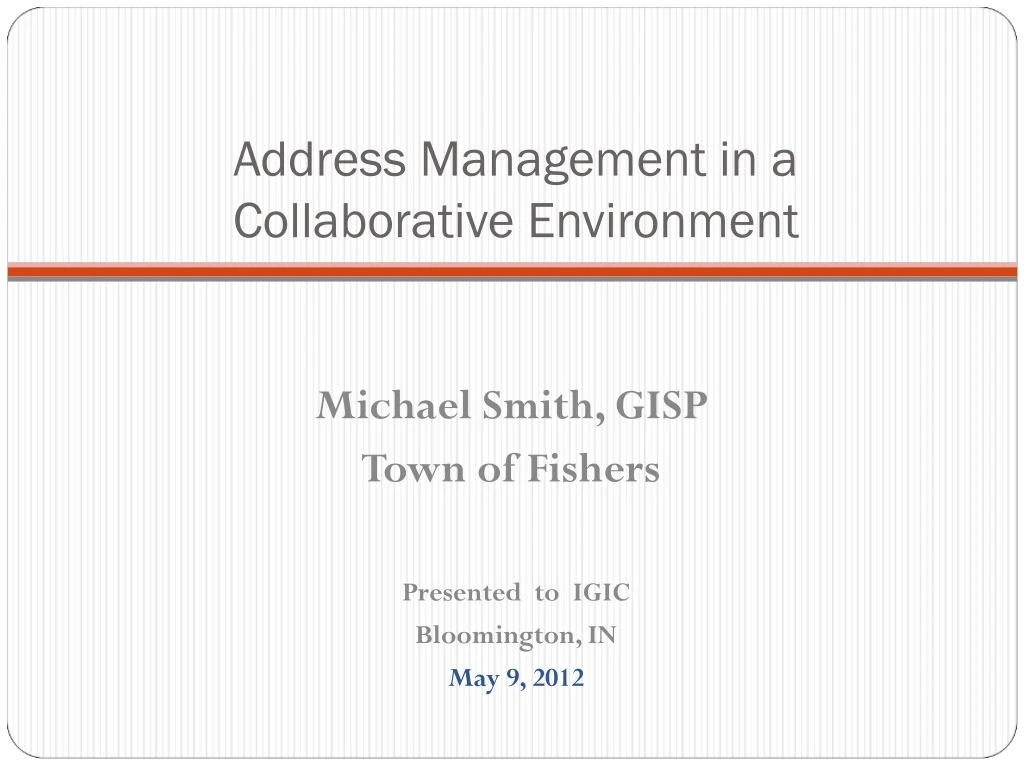 address management in a collaborative environment