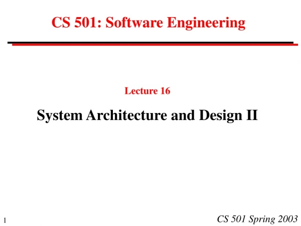 CS 501: Software Engineering