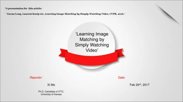 ‘Learning Image Matching by Simply Watching Video’