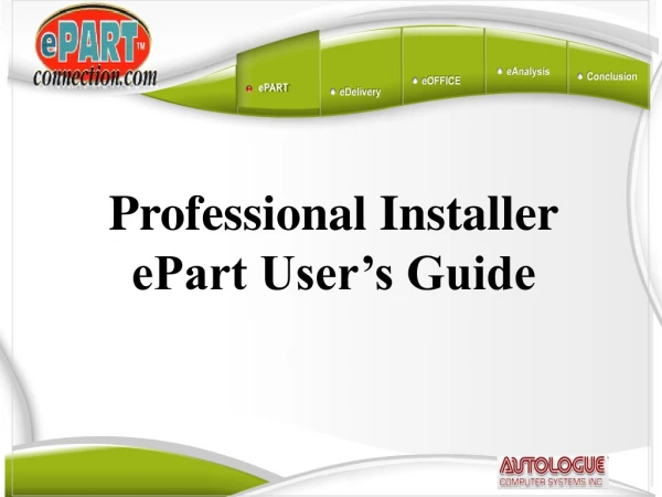 Professional Installer ePart User’s Guide