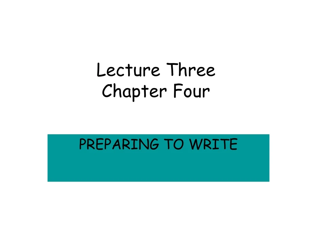 lecture three chapter four