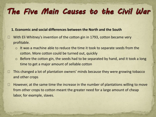 1. Economic and social differences between the North and the South