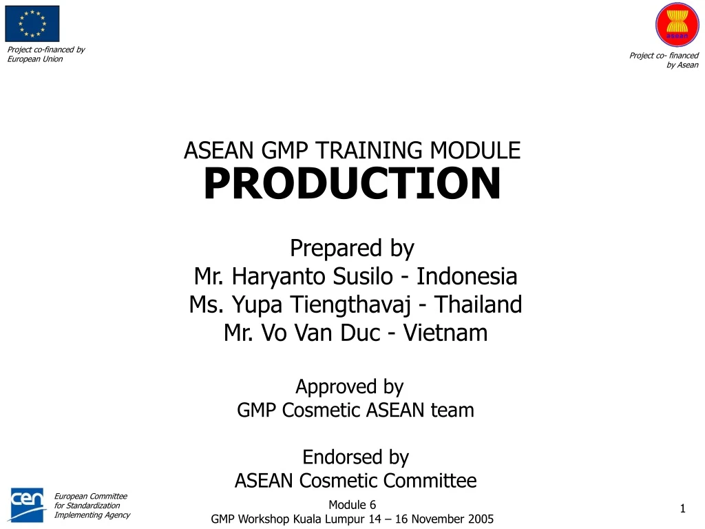 asean gmp training module production