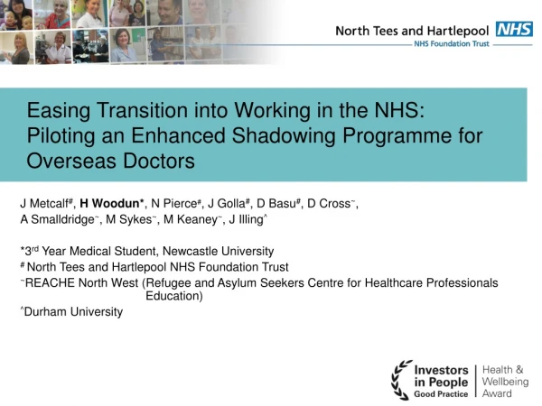 Easing  Transition into Working in the NHS: