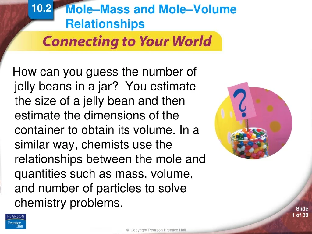 mole mass and mole volume relationships